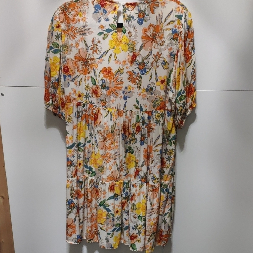 Floral Babydoll Mini Dress Boho Cottagecore Free Market M NWOT - Picture 4 of 5